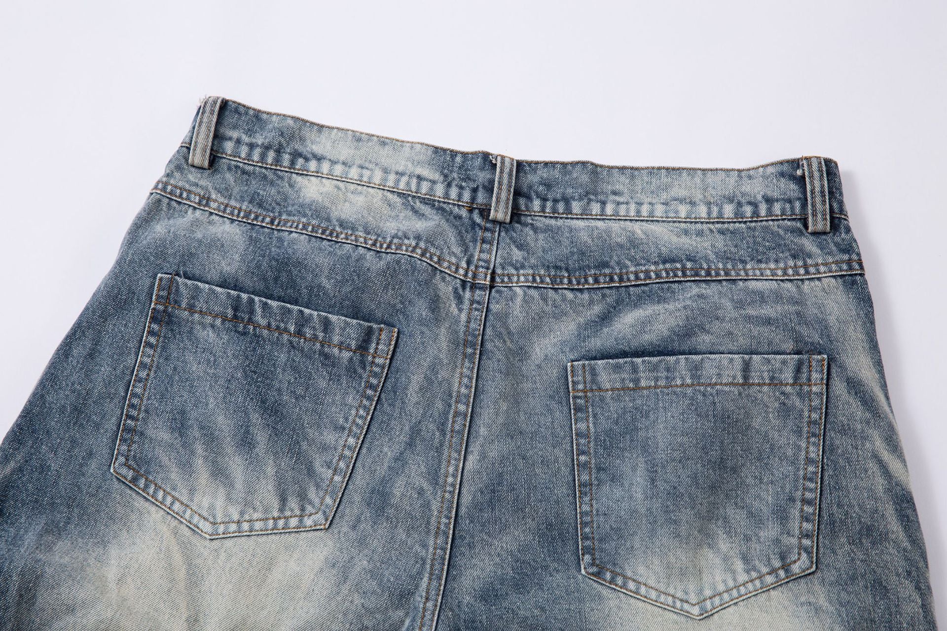 Vintage Heavy Pleated Washed Jeans