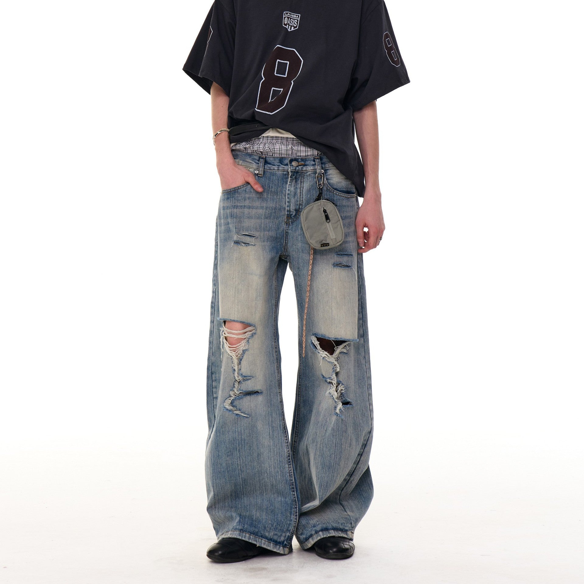 【25s Aug.】Vintage Washed Distressed Ripped Jeans