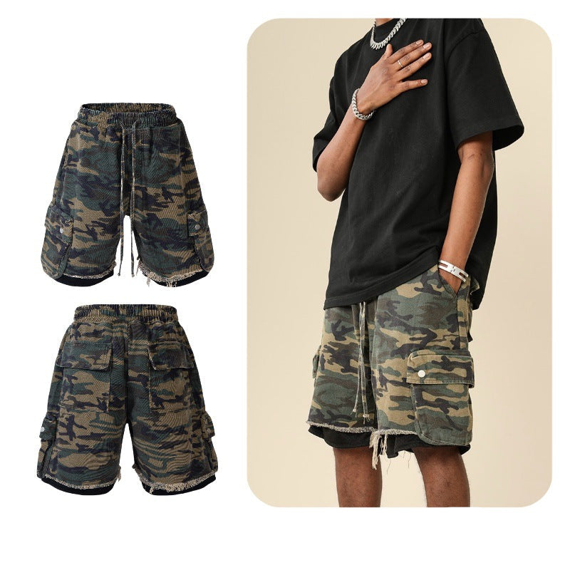 【25s Aug.】Vintage Washed Camo Cargo Shorts