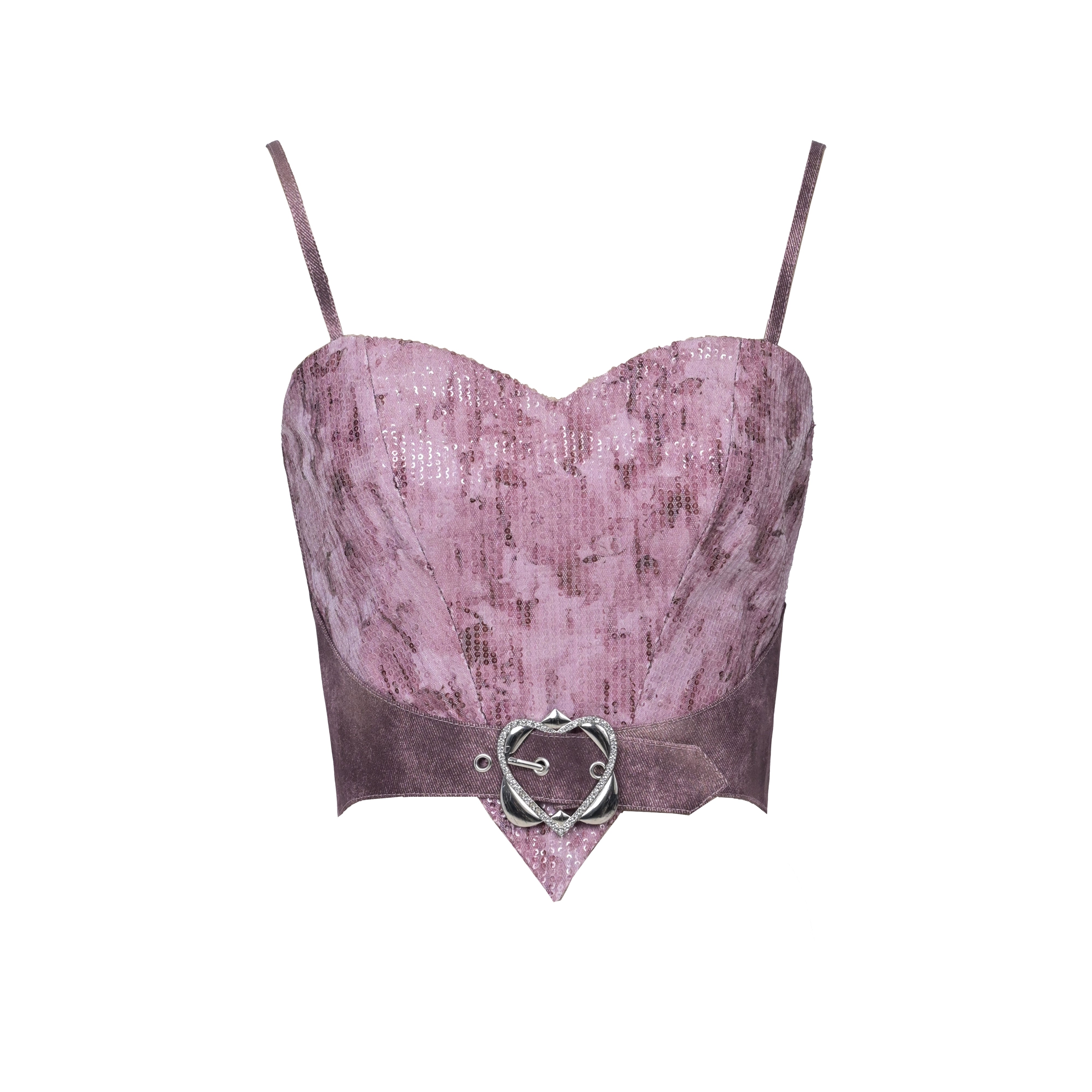 Puff Sleeve Heart Strap Top Set