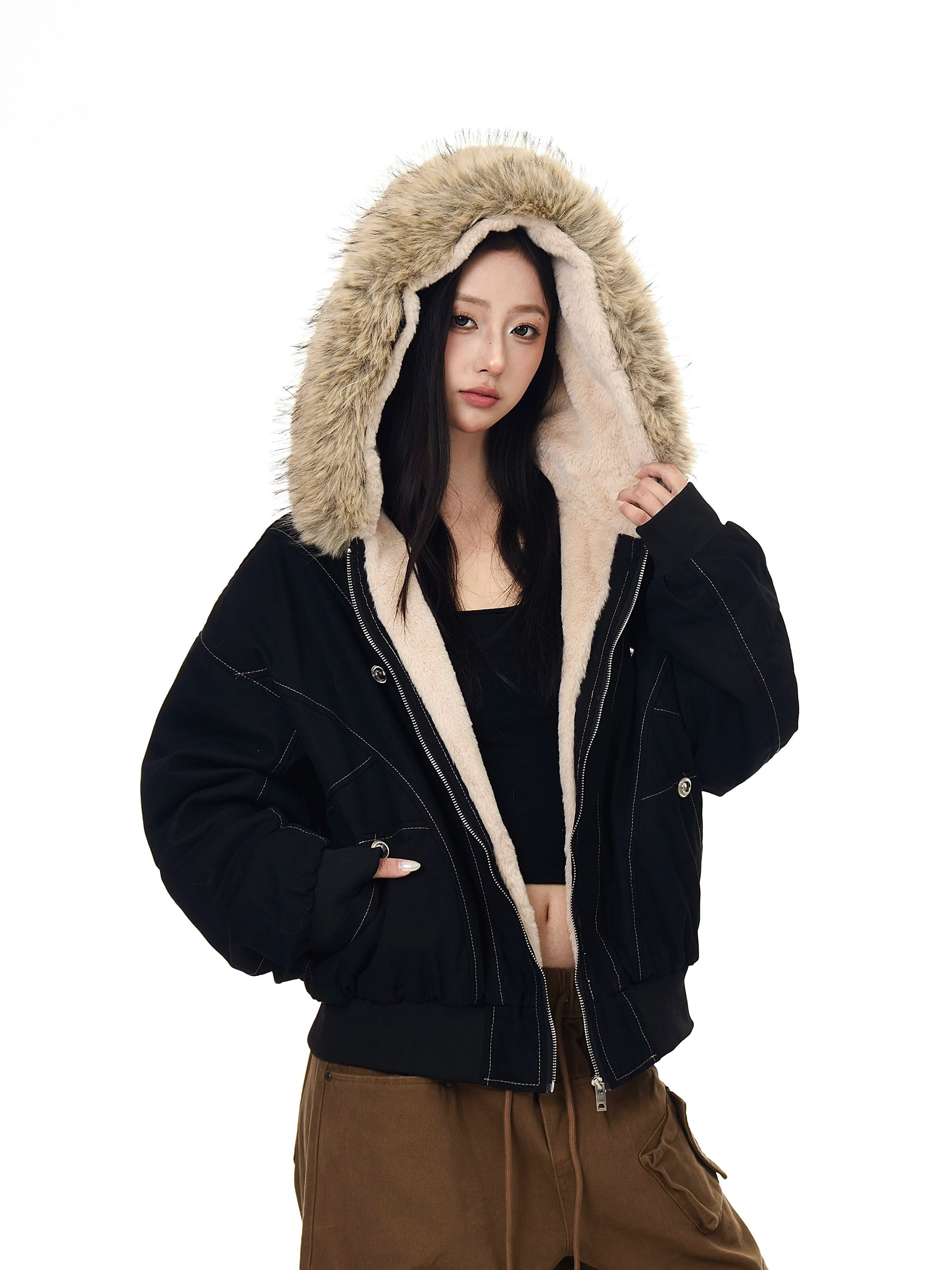 Fur Hooded Parka Jacket