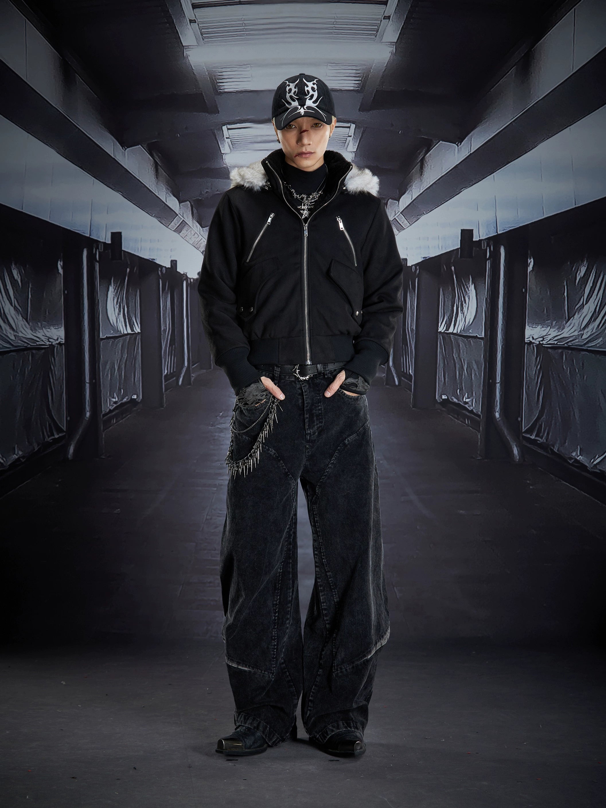 Fuzzy Hooded Ultra-Cropped Thick Winter Puffer