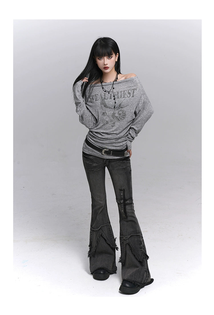 One-Shoulder Long Sleeve T-Shirt