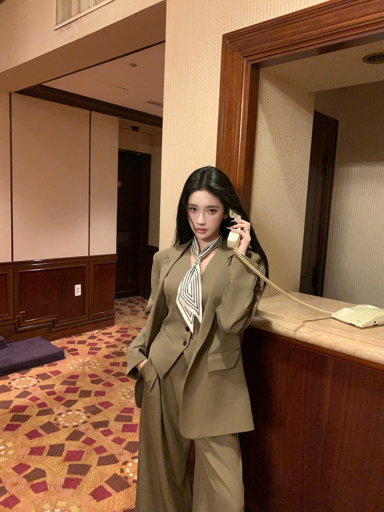 Vintage Blazer Vest Pants Set