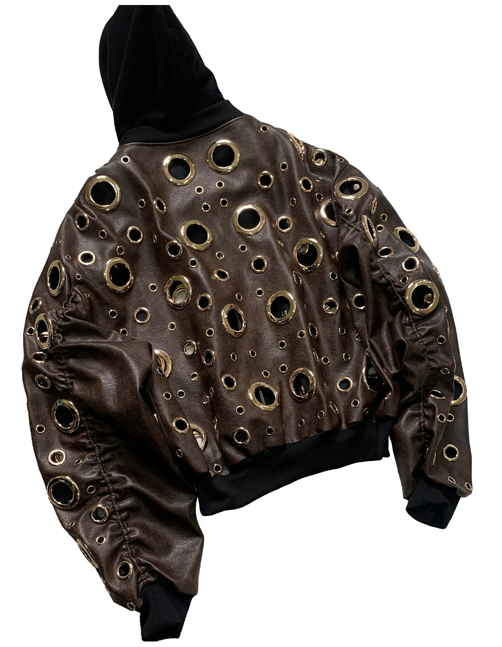 Sanhoostudio Cutout Layered Oversized PU Leather Jacket