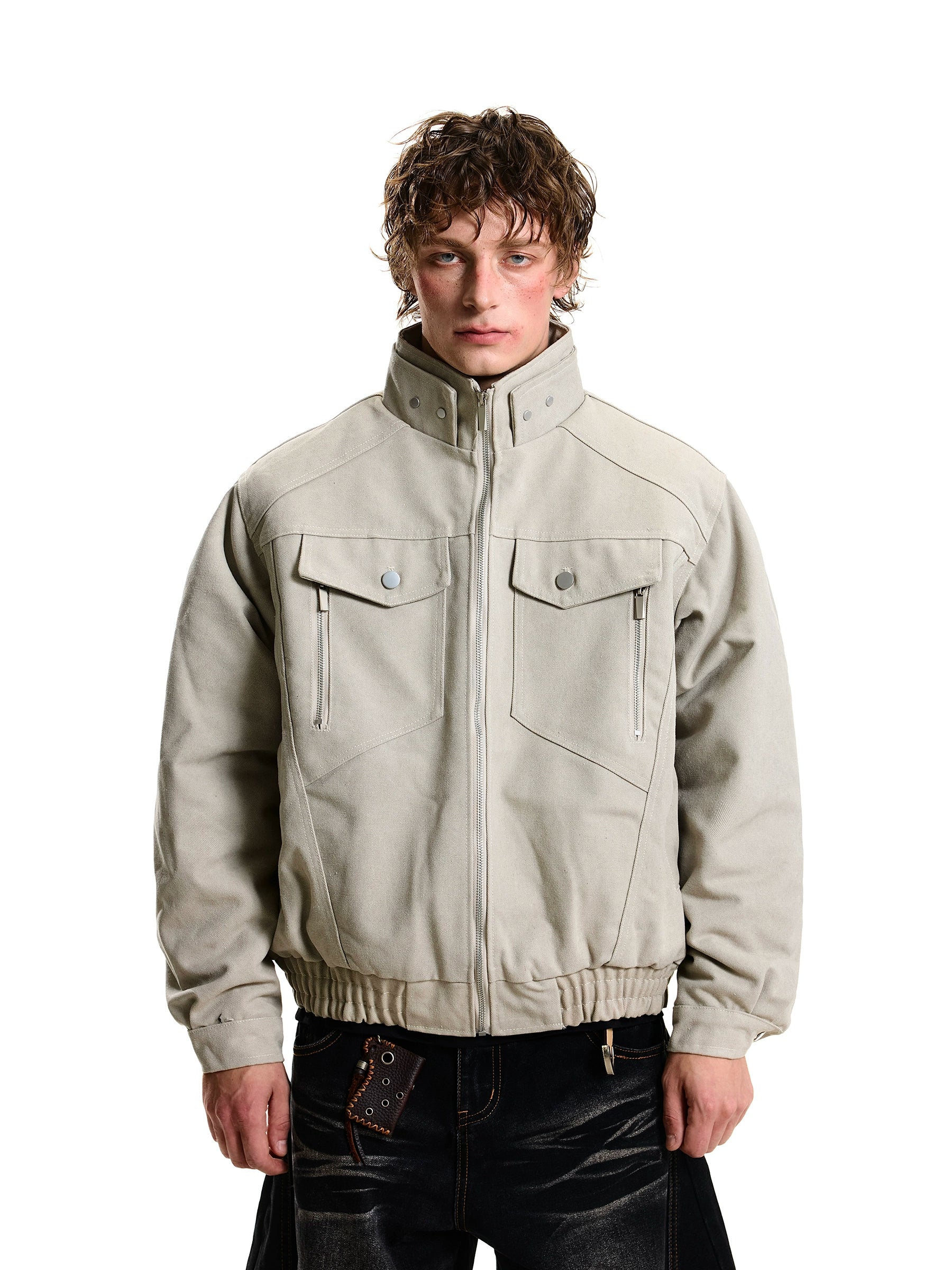 Heavy Canvas Stand-Collar Python Hawk Utility Jacket