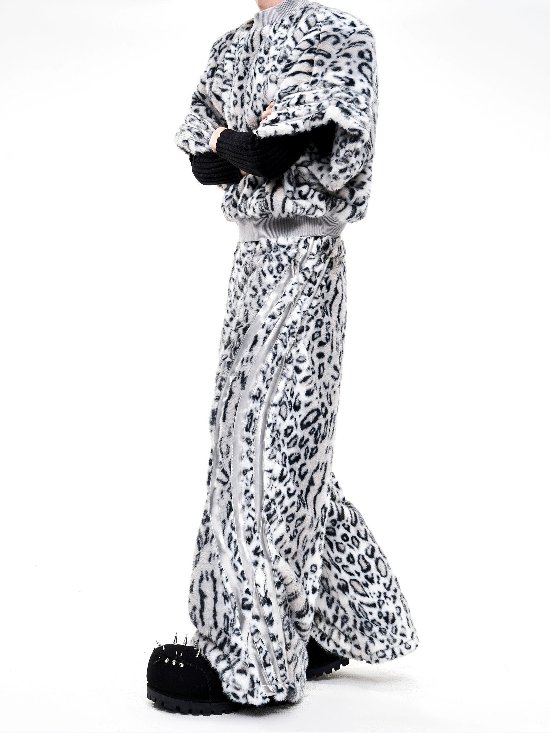 Faux Fur Patchwork Short Sleeve Sweatshirt