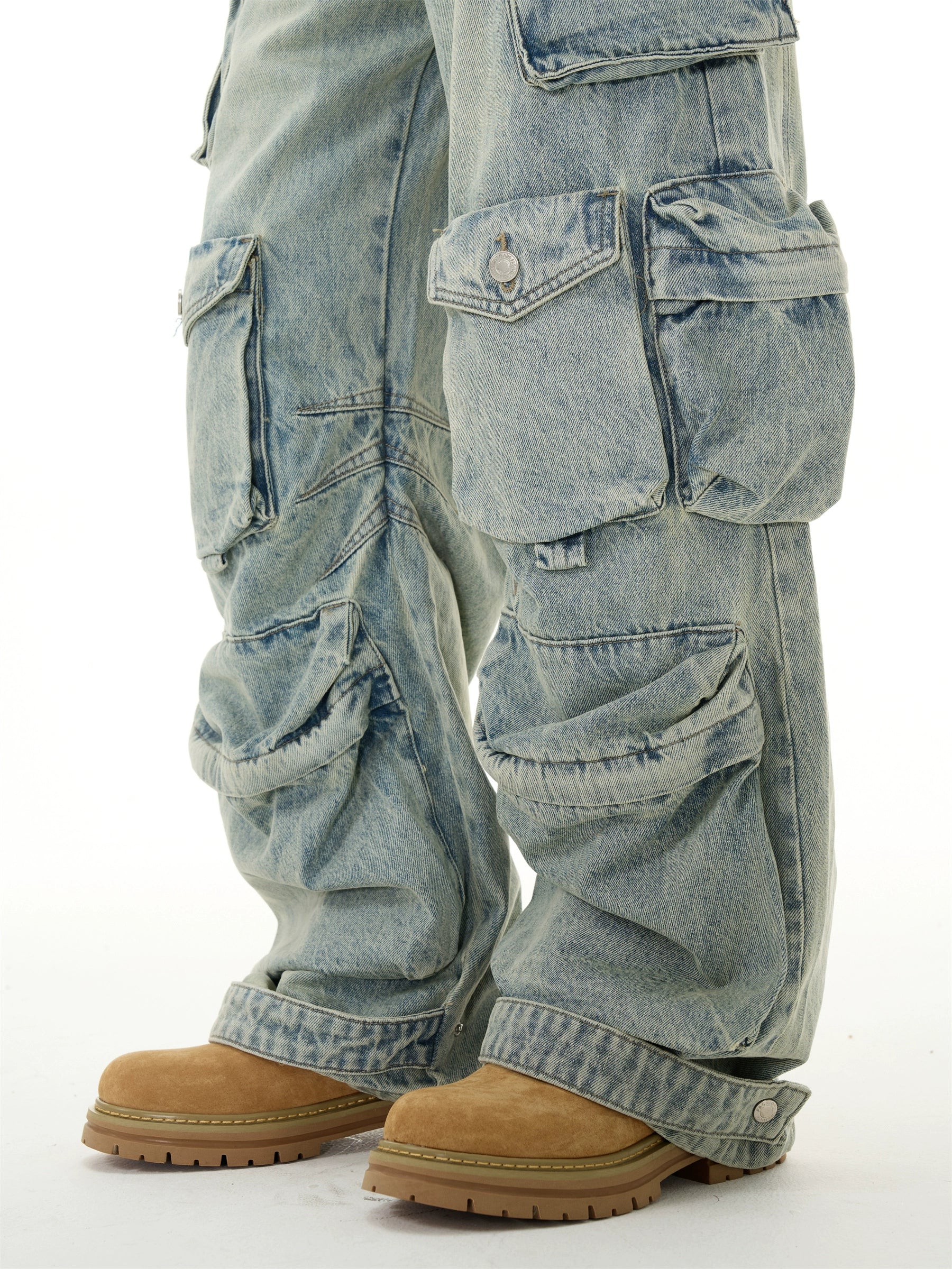 【25s Sep.】Washed Multi-Pocket Distressed Straight Pants