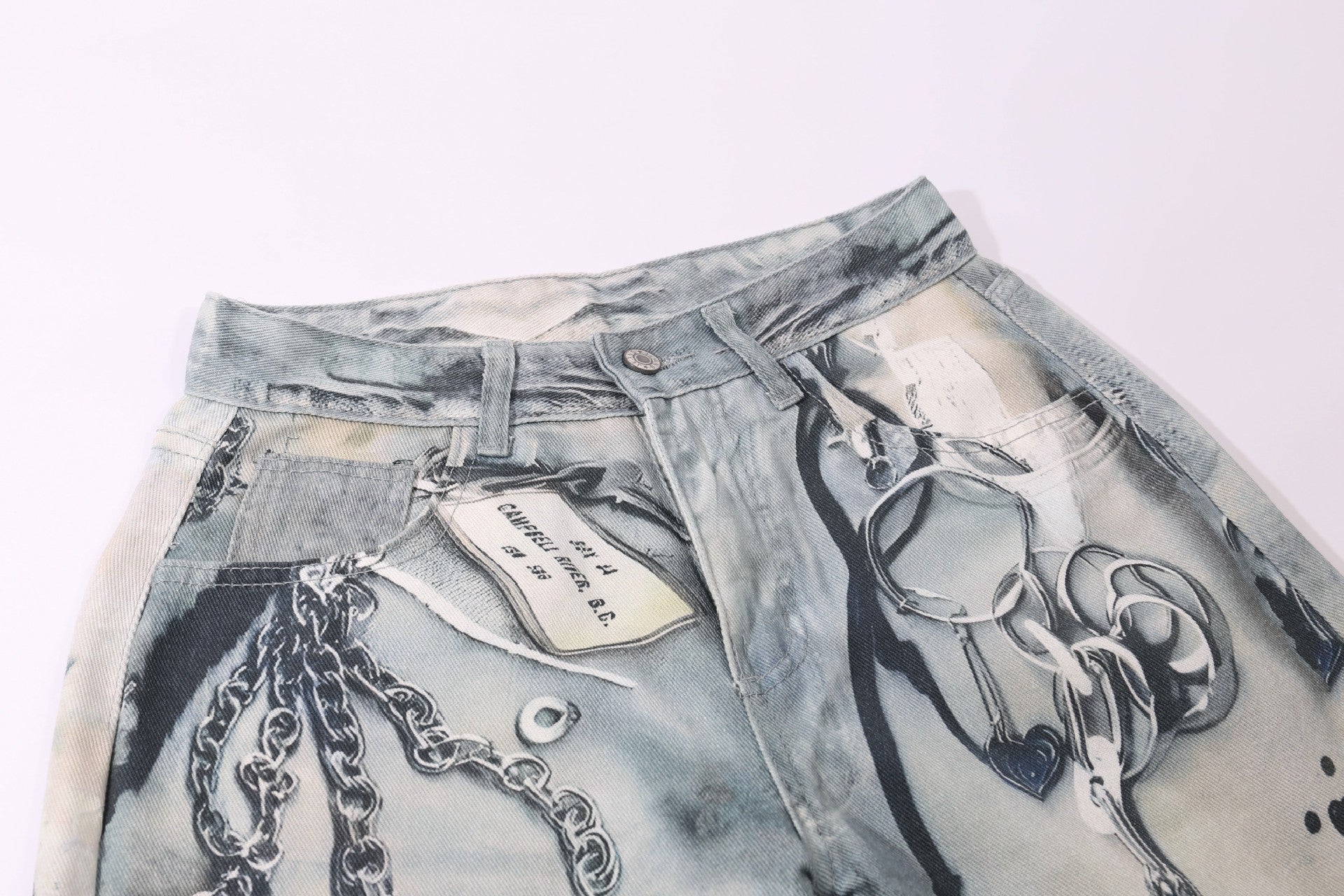 【25s Aug.】Vintage Printed Washed Denim Jeans