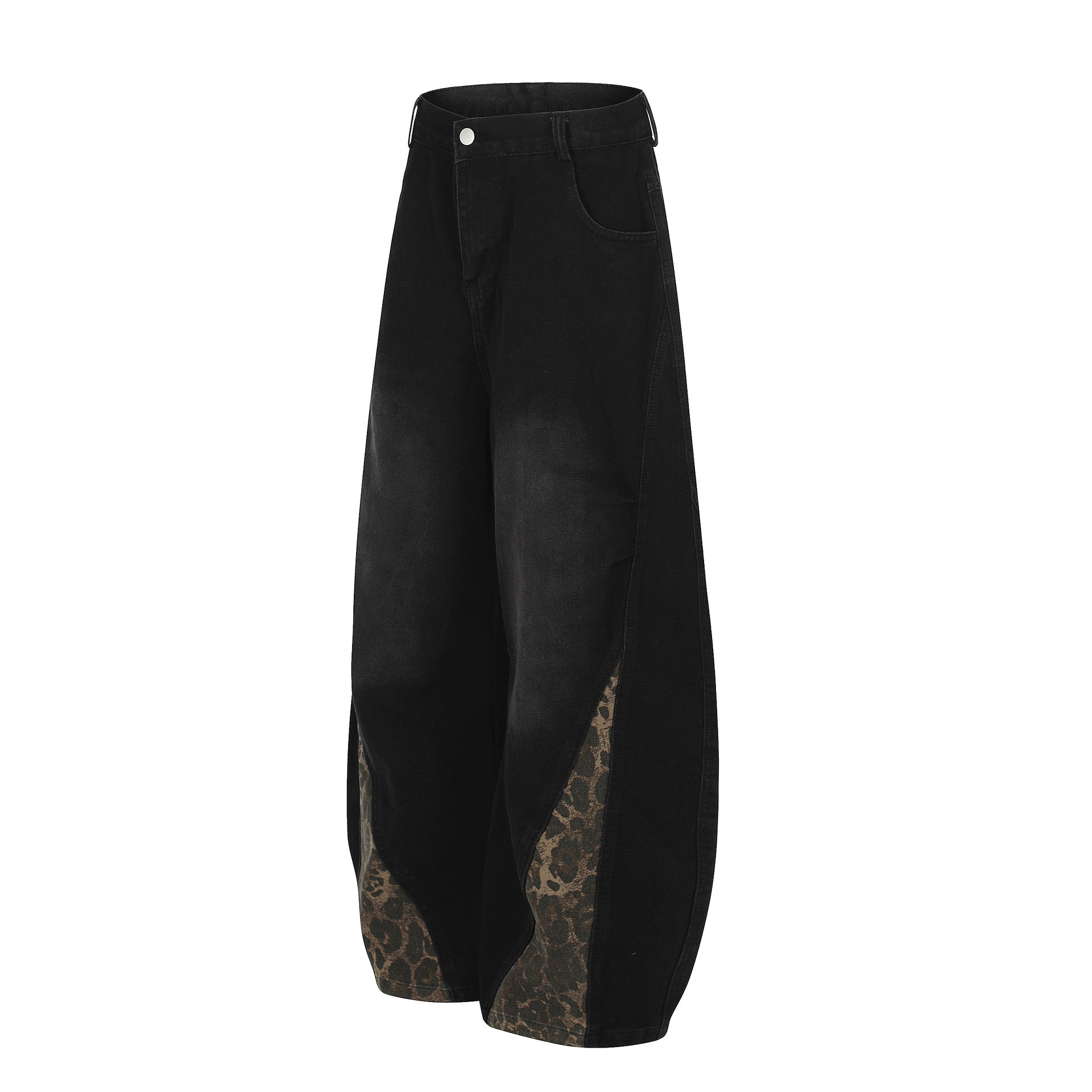 Vintage Leopard Print Washed Loose Jeans