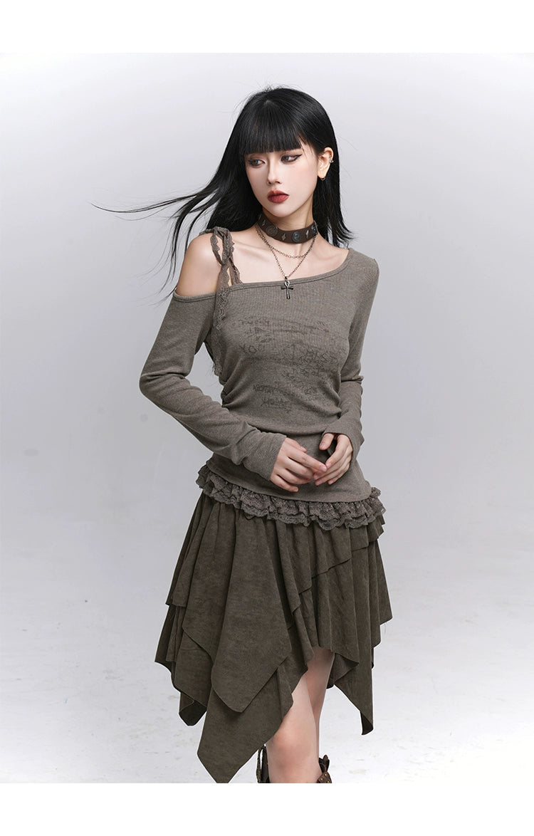 Brown Suede A-Line Mini Skirt