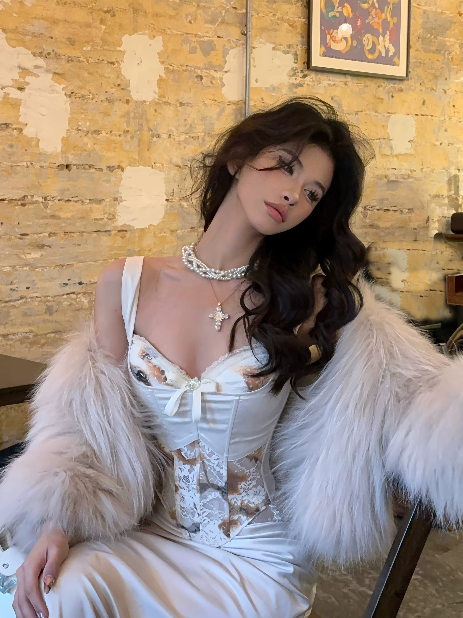 A miu-inspired lace corset cami two-piece set designed for a feminine, sexy summer look. Delicate lace details, structured corset silhouette, and flattering fit—perfect for chic streetwear styling at Sanhoostudio.