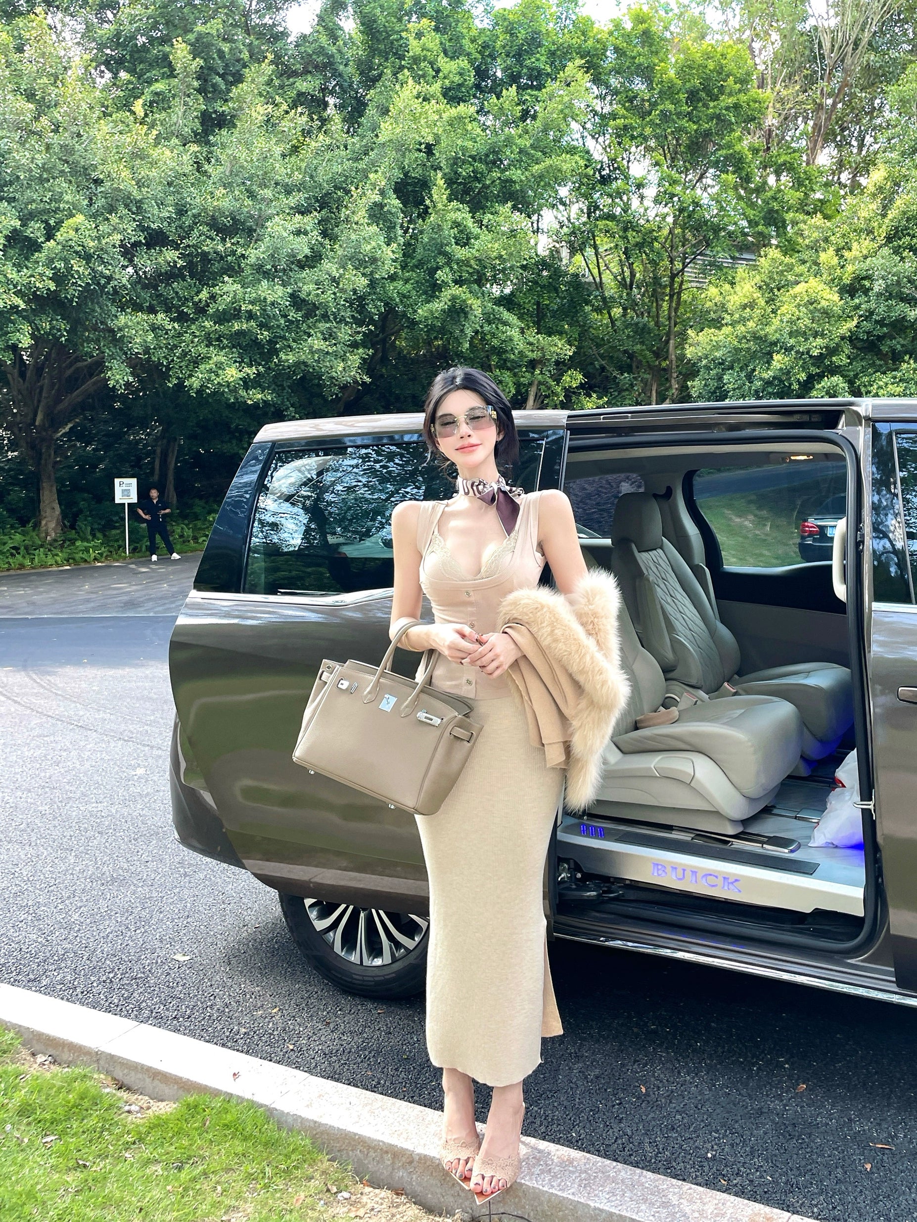 Lace Patchwork Crop Skirt Set