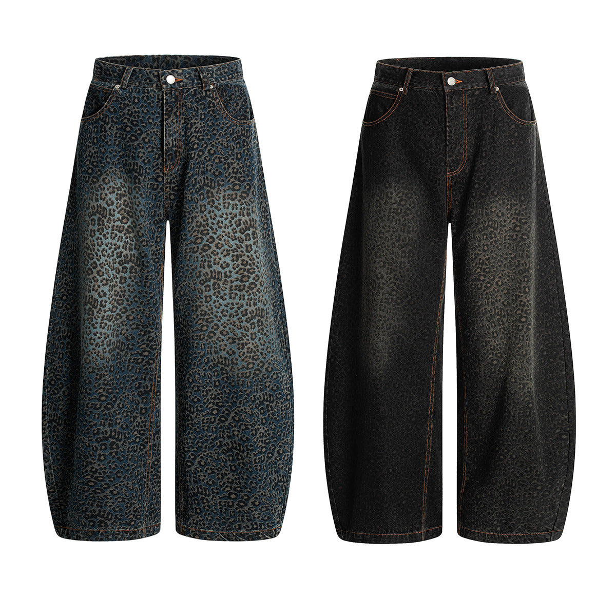 【25s Jul.】Leopard Print Scimitar Wide-Leg Jeans