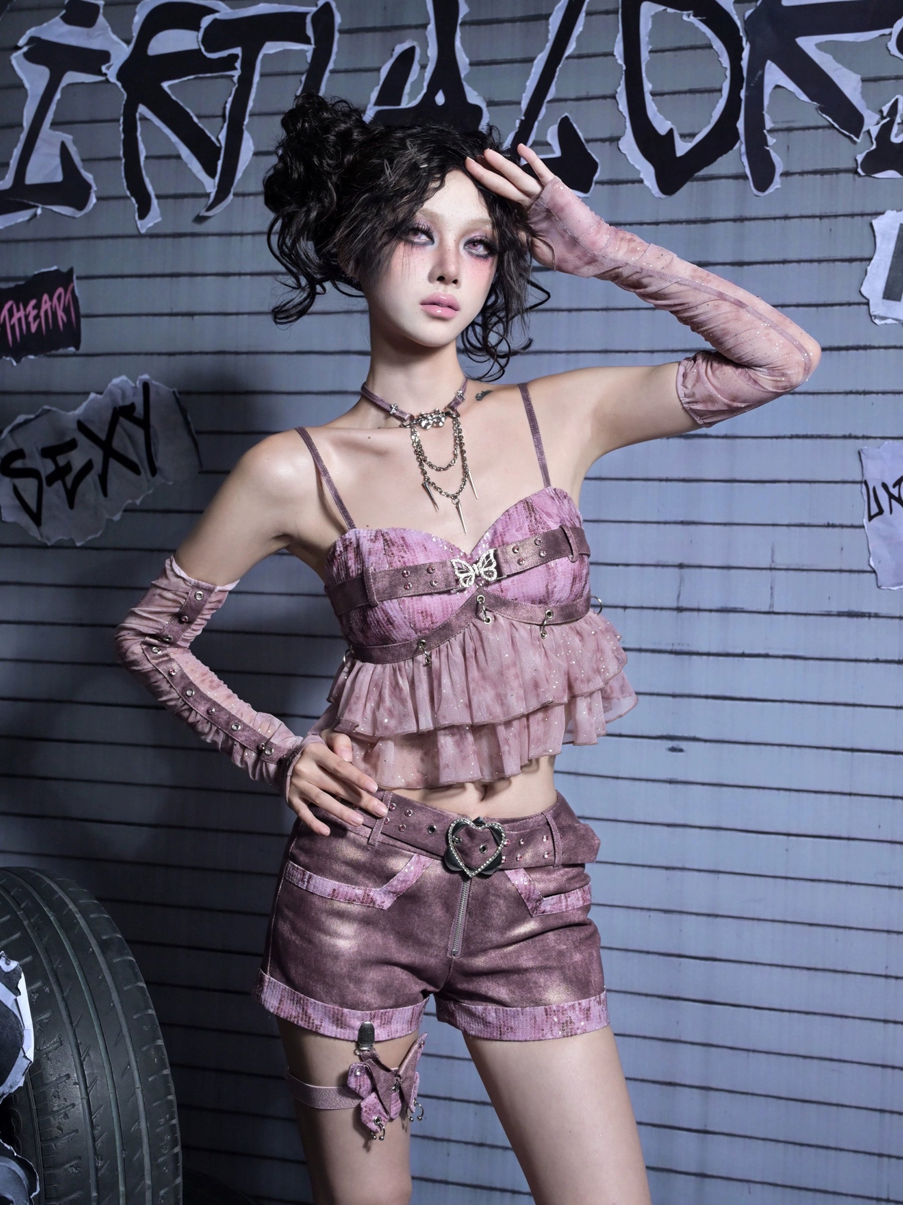 Detachable Butterfly Denim Shorts