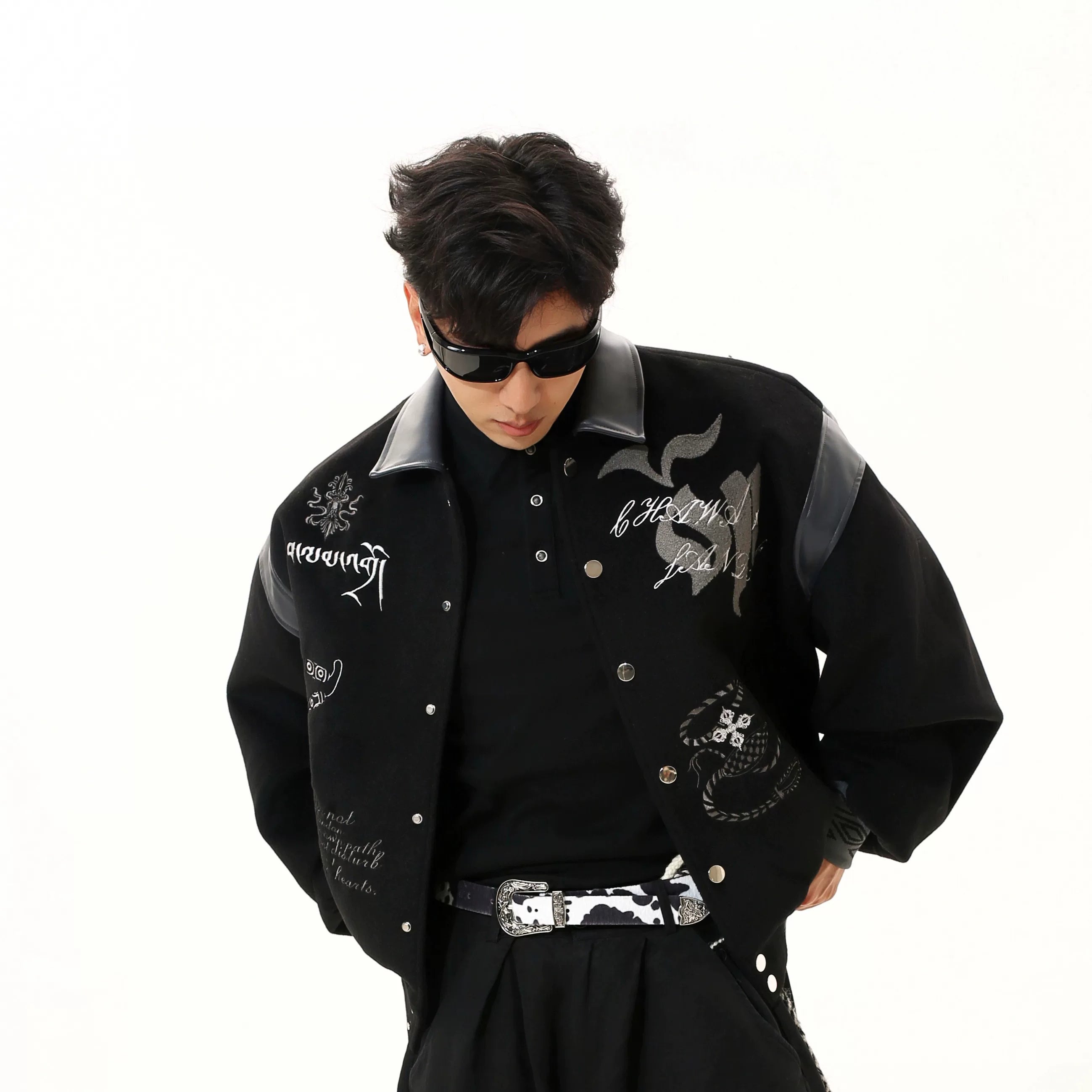 Sanhoostudio American Style Embroidered Varsity Jacket