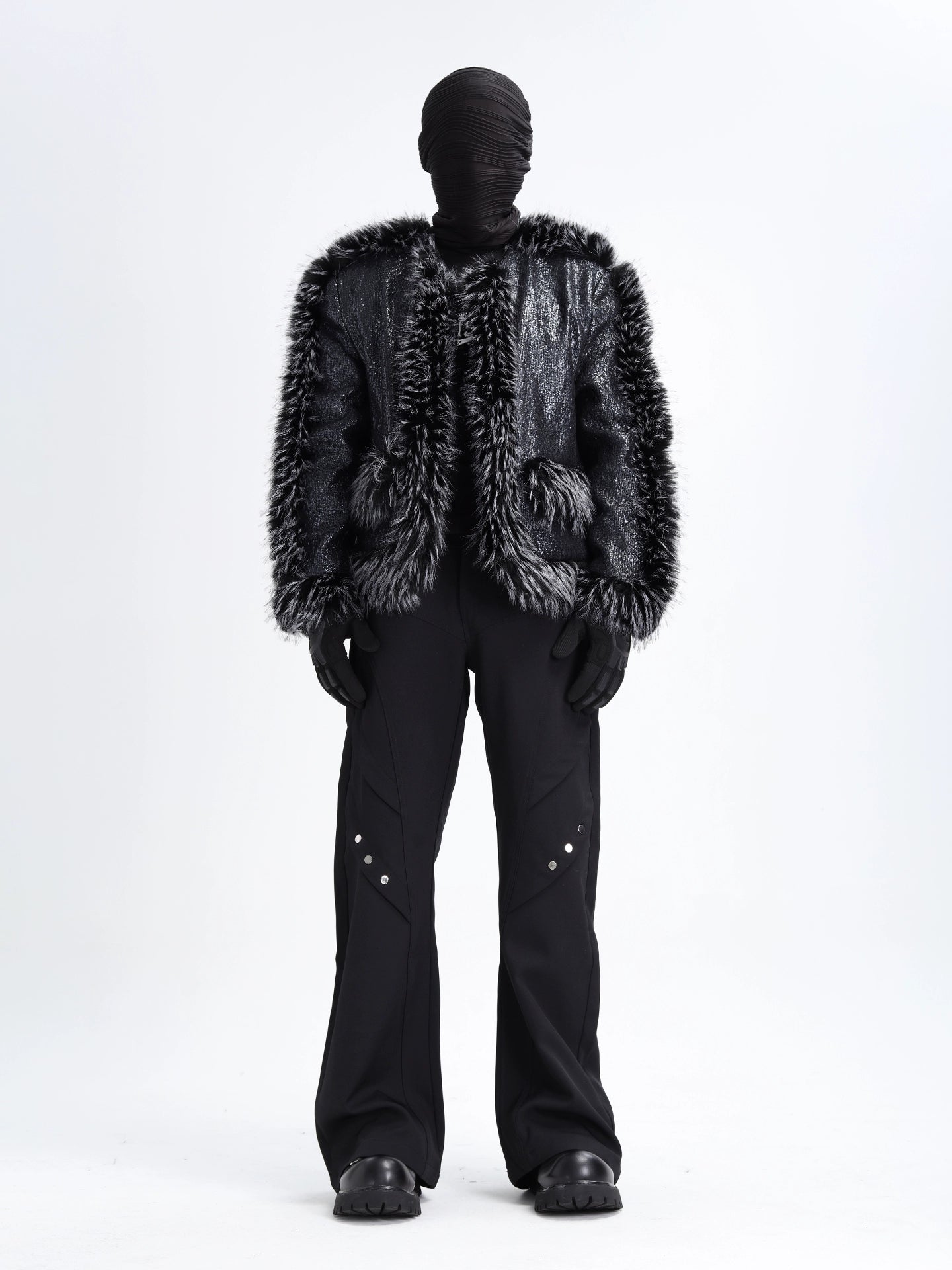 Glossy Fur Patch Street Jacket