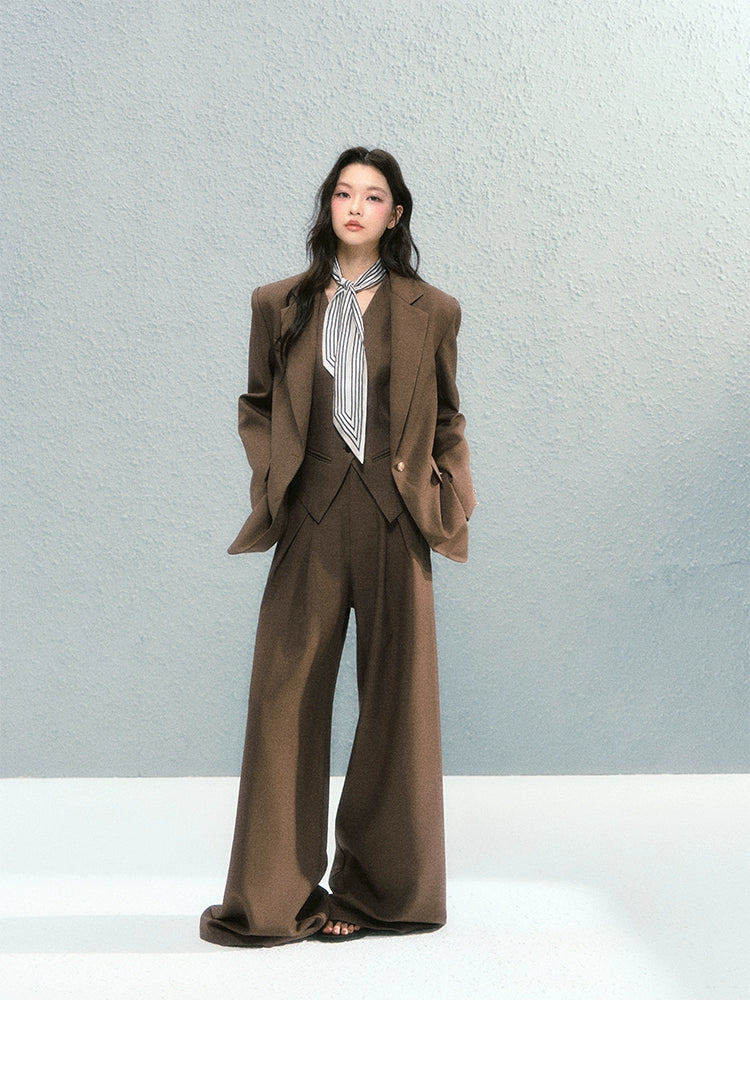 Vintage Blazer Vest Pants Set