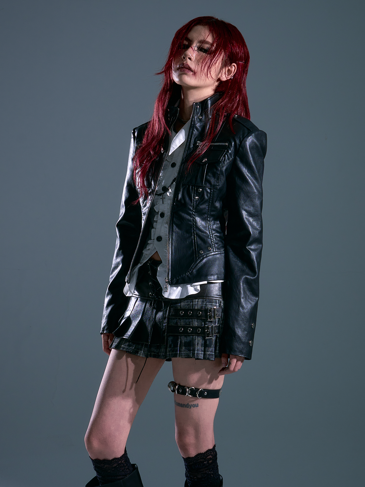 Punk Rock Slim Fit Moto Leather Jacket