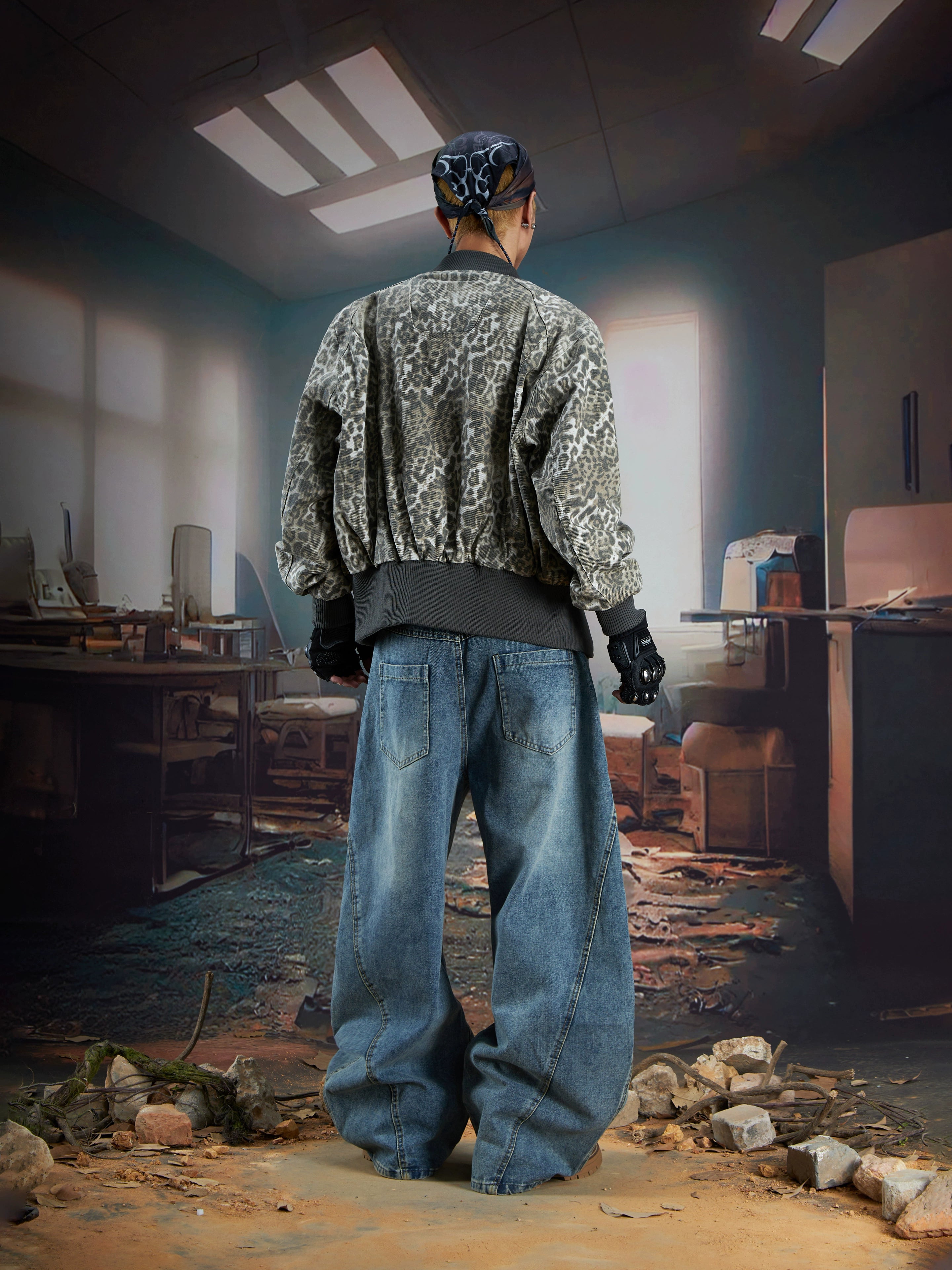 Leopard Print Baseball Jacket with Streetwear Casual Fit