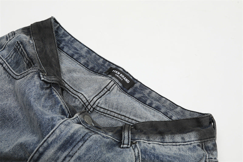 【25s Jul.】Gradient Scimitar Design Loose Wide-Leg Jeans