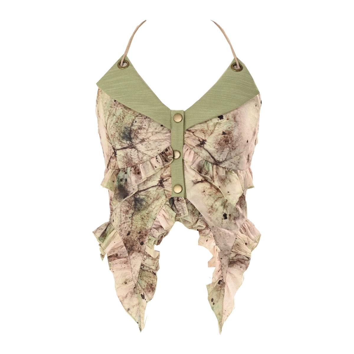 Jungle Print Ruffle Halter Top