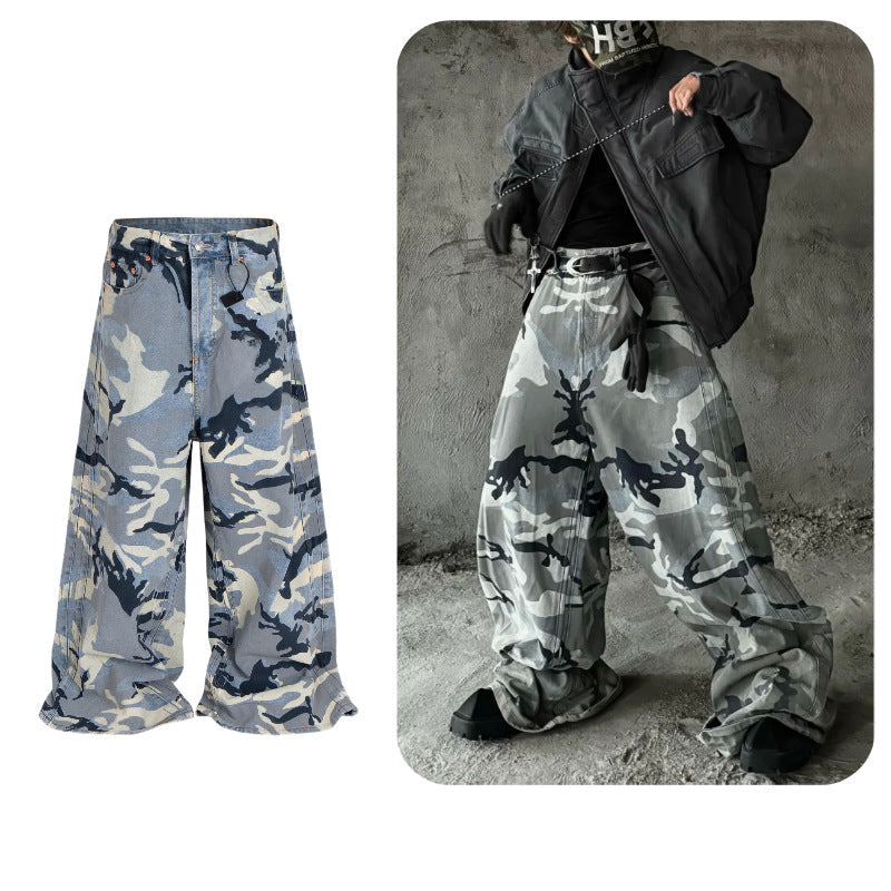 【25s Aug.】Vintage Washed Snow Camo Wide-Leg Pants