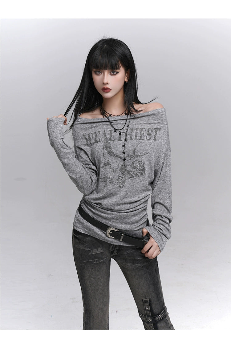 One-Shoulder Long Sleeve T-Shirt
