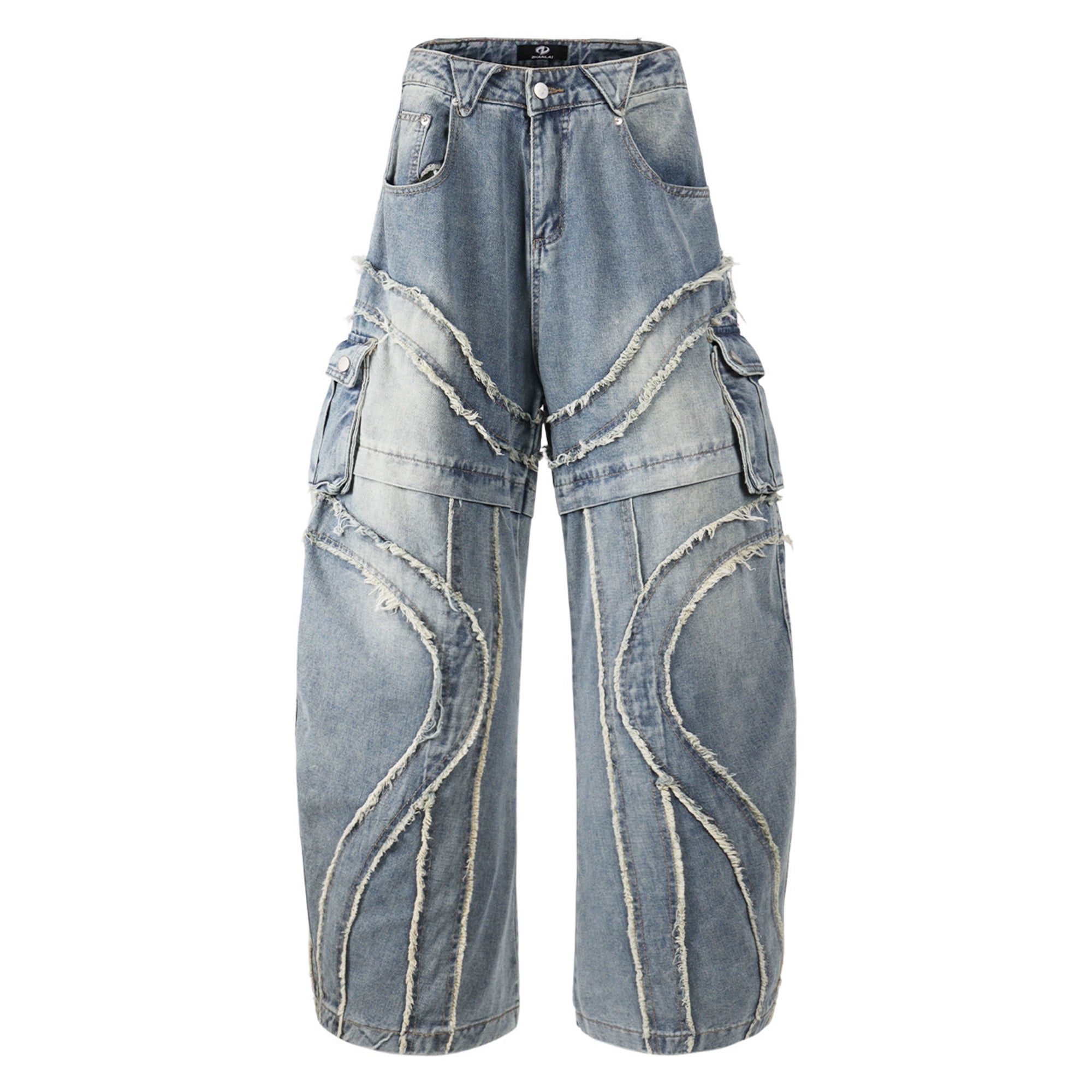 High Street Patchwork Denim Cargo Pants