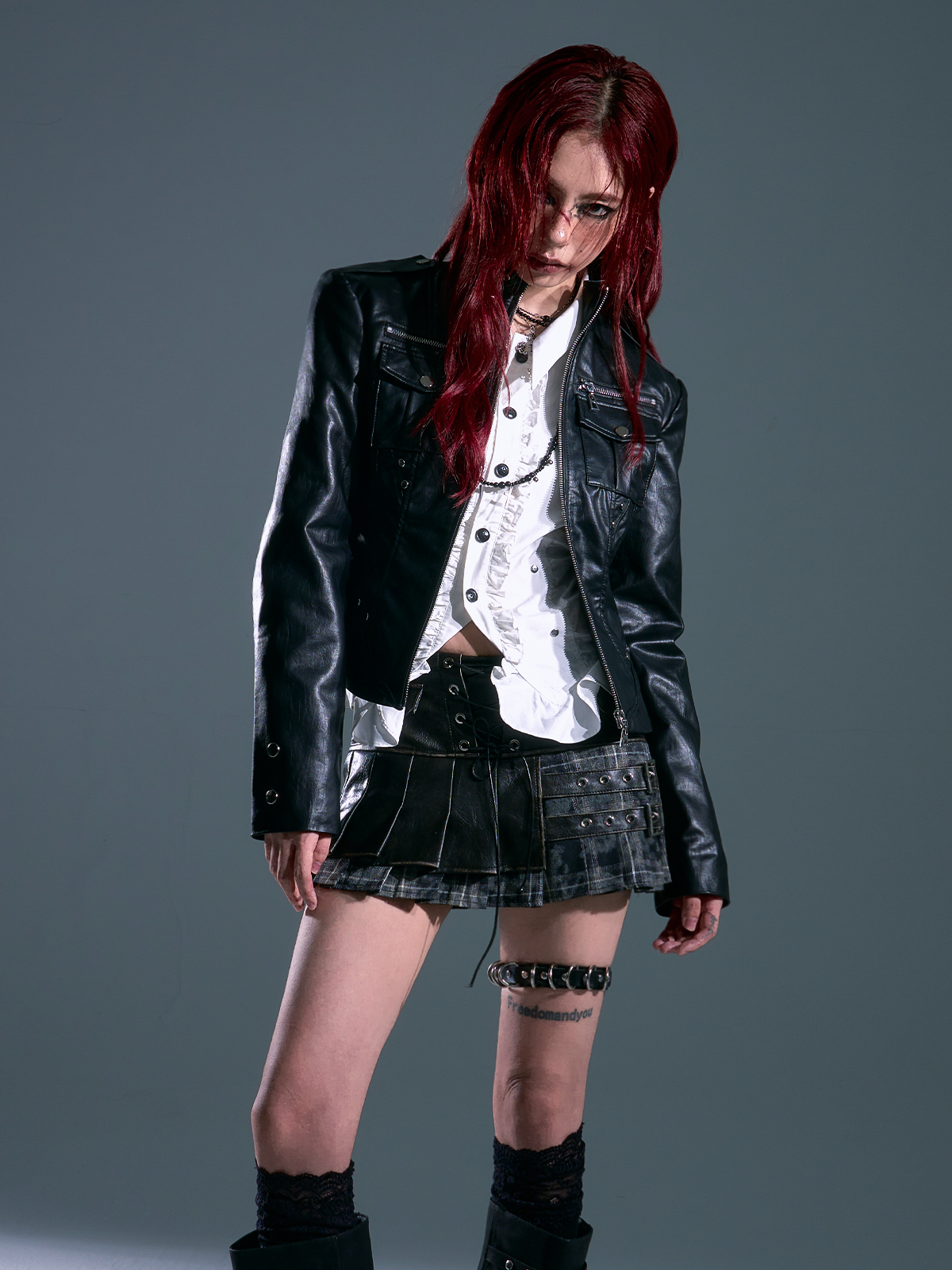 Punk Rock Slim Fit Moto Leather Jacket