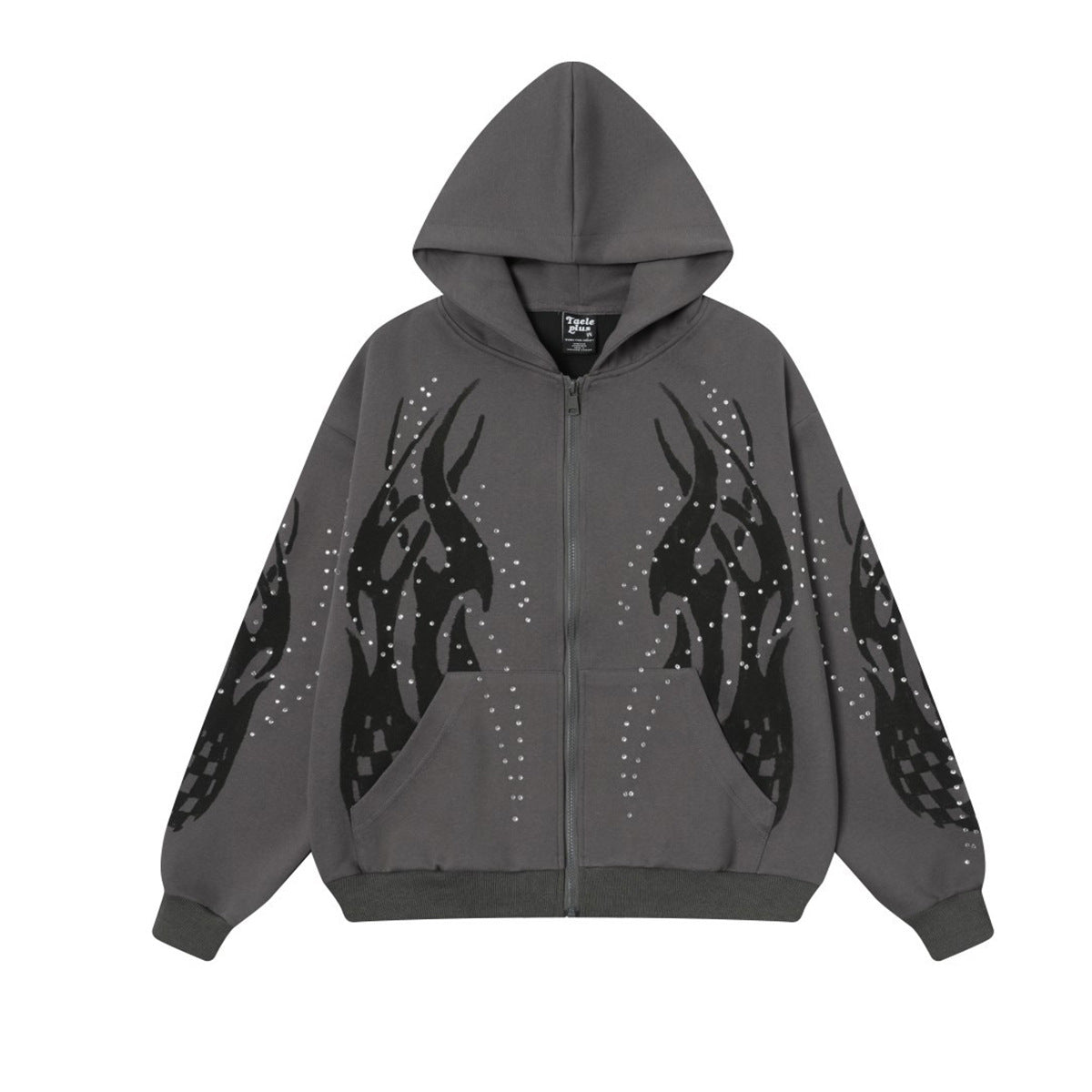 【25s Aug.】Vintage Flame Rhinestone Hoodie Jacket