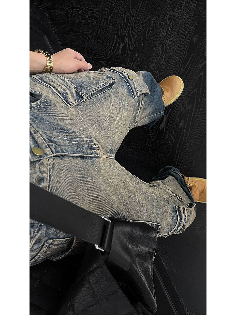 Utility Pocket Loose Cargo Denim Pants
