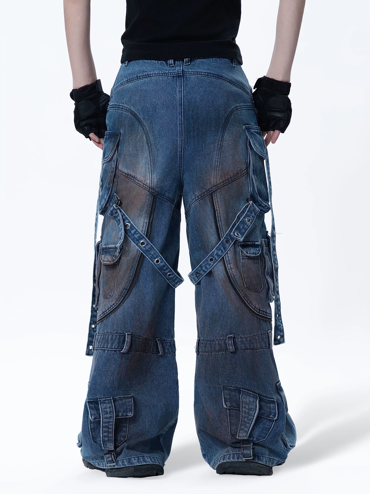 Sanhoostudio Deconstructed Tie Dye Wide Denim Pants