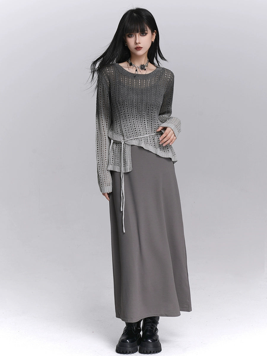 Korean Minimalist Hollow-Out Two-Piece Set