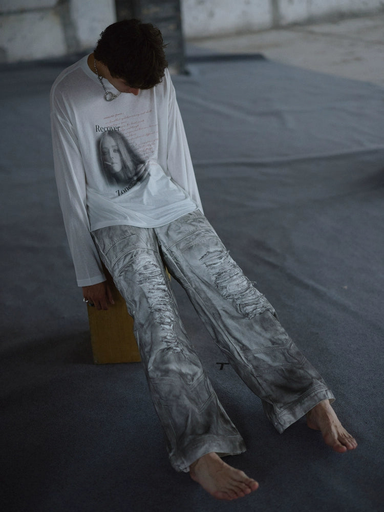 【25s Sep.】Vintage Washed Floor-Length Denim Pants