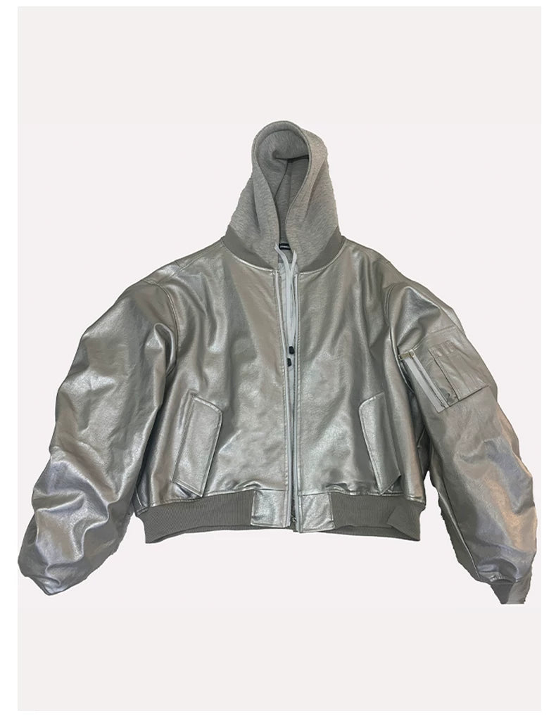Sanhoostudio Layered Oversized PU Leather Jacket