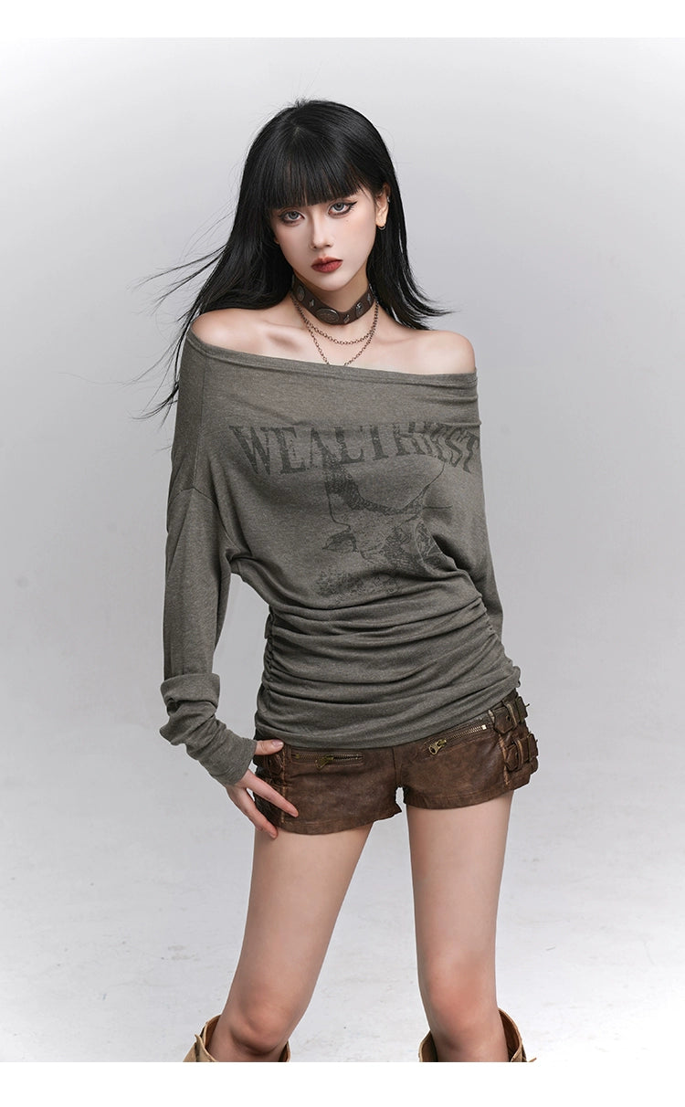 One-Shoulder Long Sleeve T-Shirt