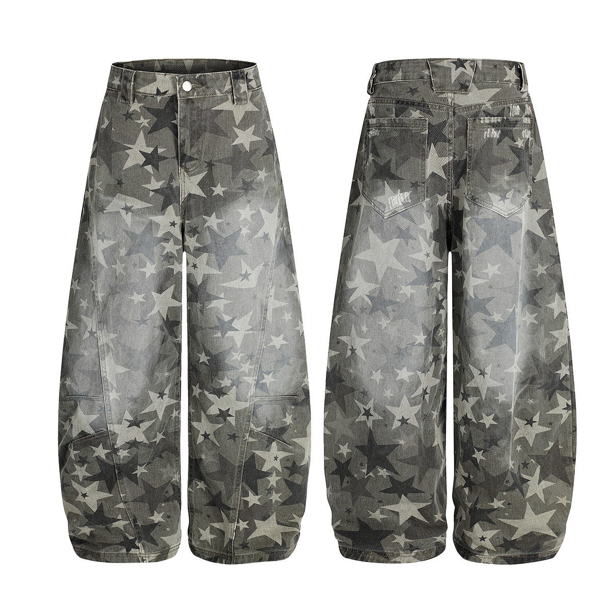 【25s Aug.】Camouflage Star Curved-Cut Jeans