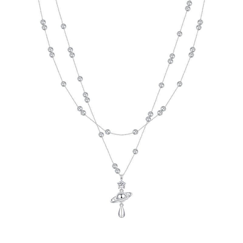 Planet Pearl Double Layer Necklace