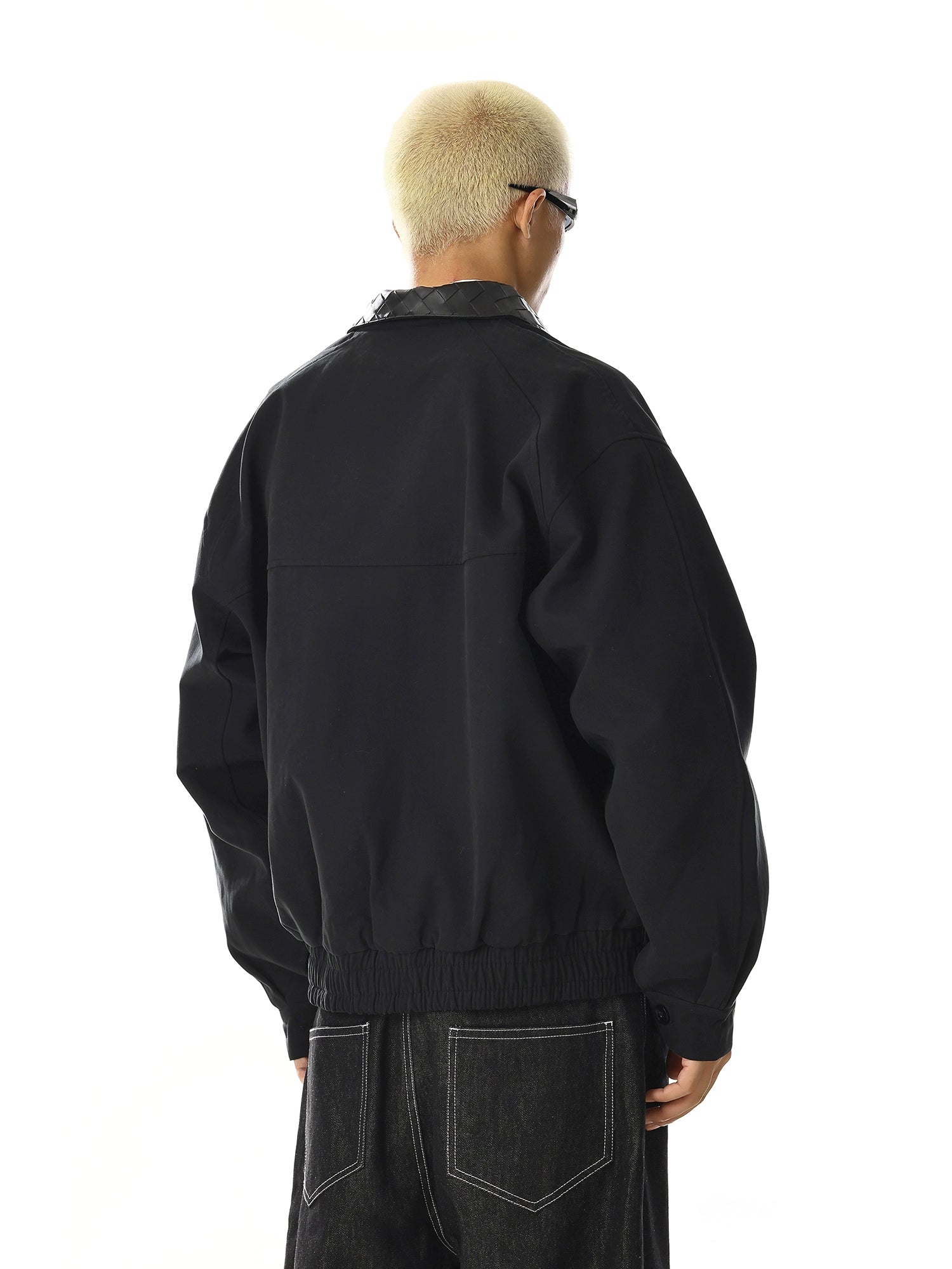 Vintage Leather Collar Jacket with Minimalist High Street Style