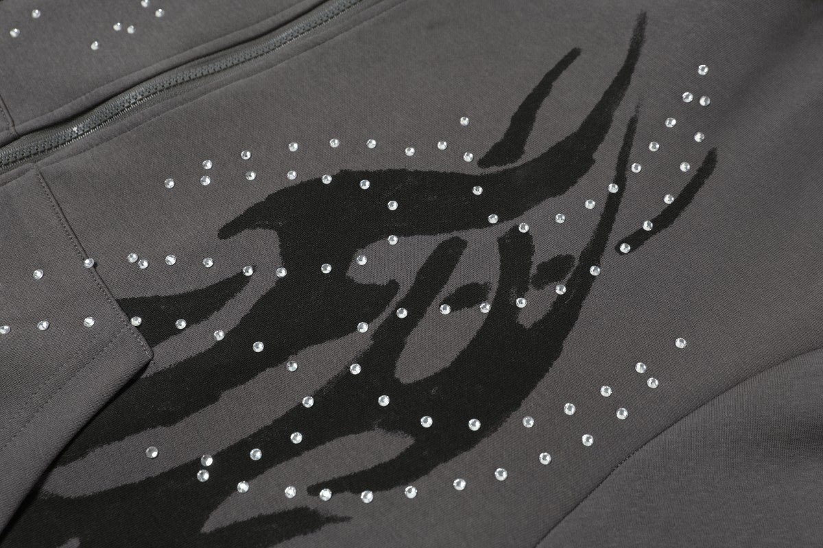 【25s Aug.】Vintage Flame Rhinestone Hoodie Jacket