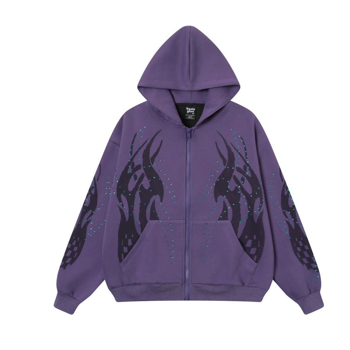 【25s Aug.】Vintage Flame Rhinestone Hoodie Jacket