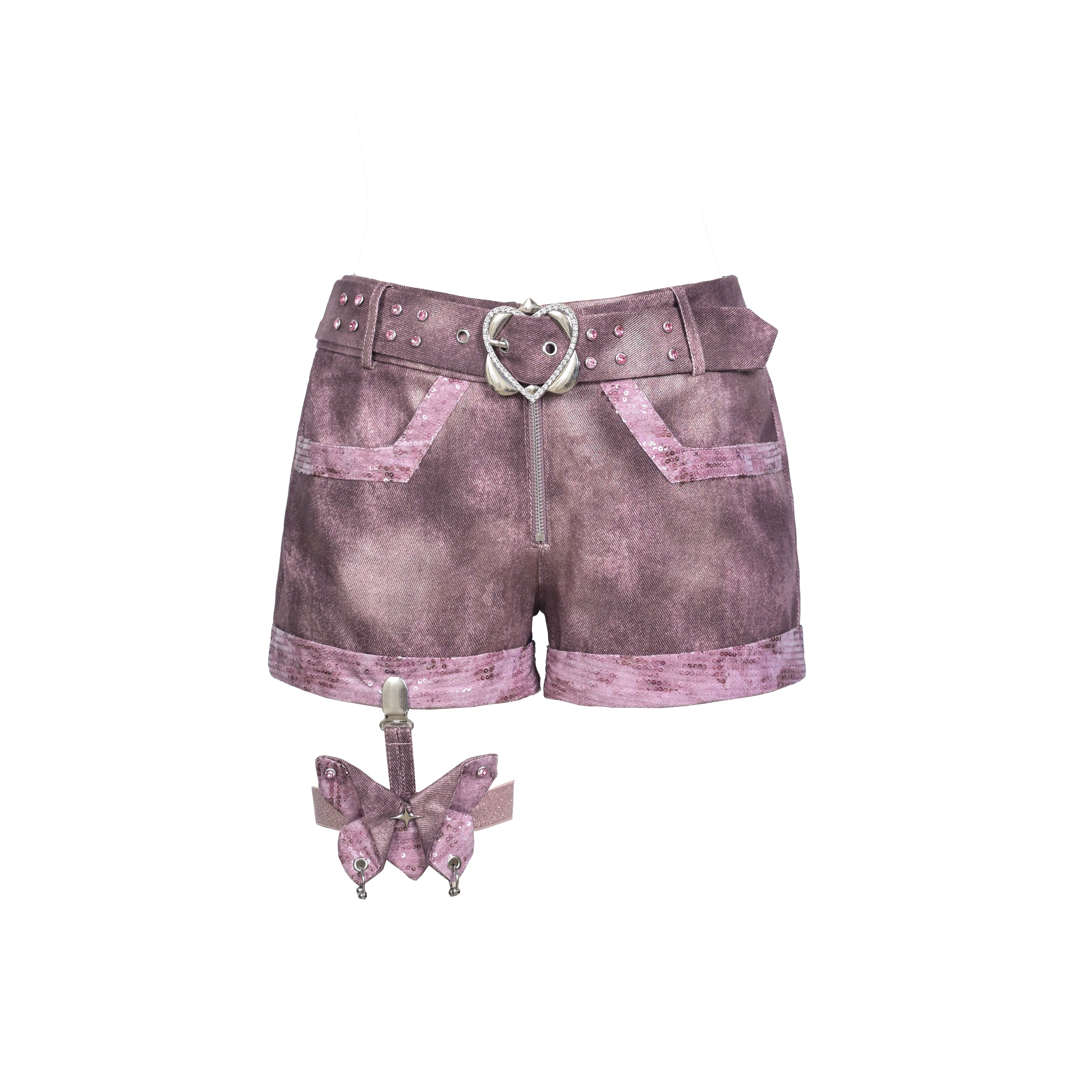 Detachable Butterfly Denim Shorts