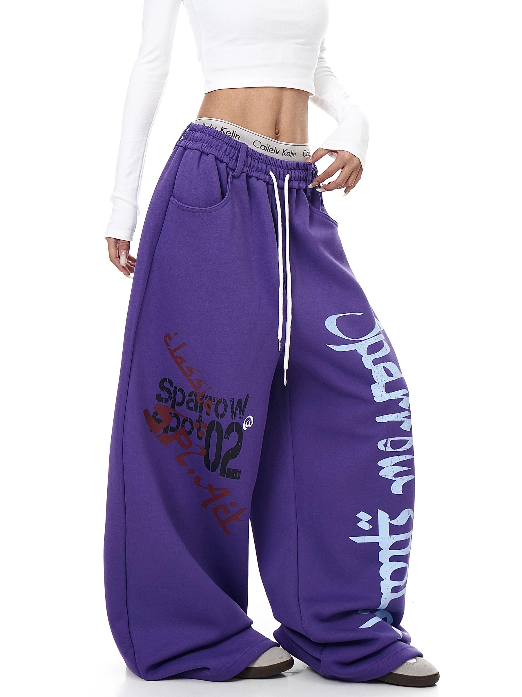 Graffiti Letter Print Straight-Leg Sweatpants