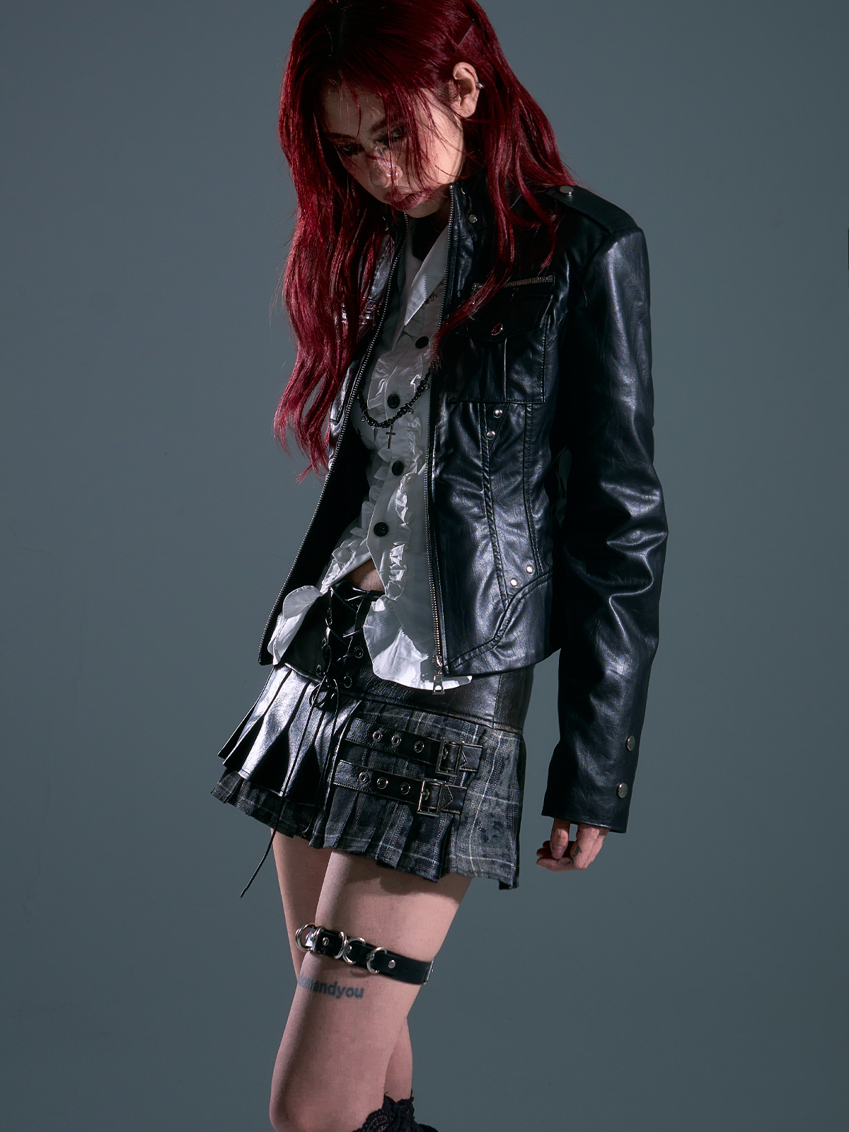Punk Rock Slim Fit Moto Leather Jacket