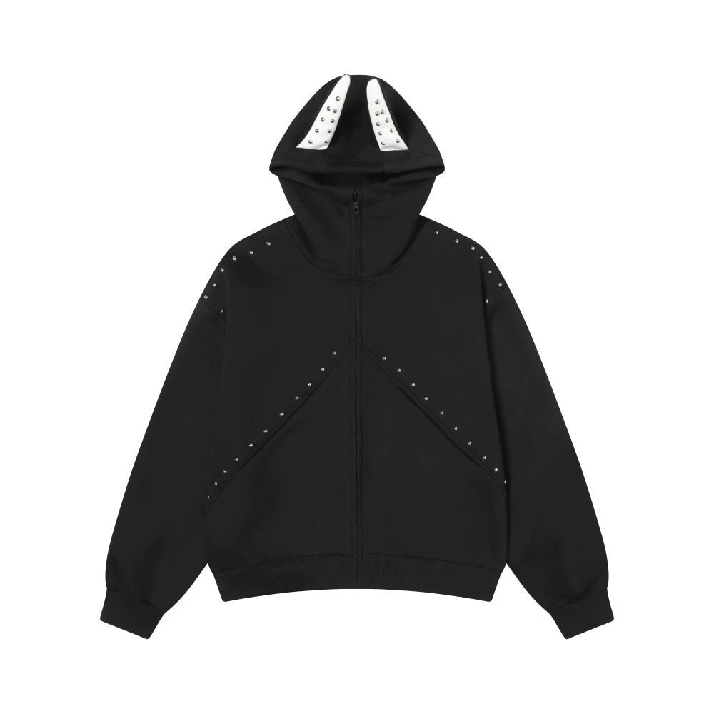 Studded Doberman Ear Hoodie Jacket