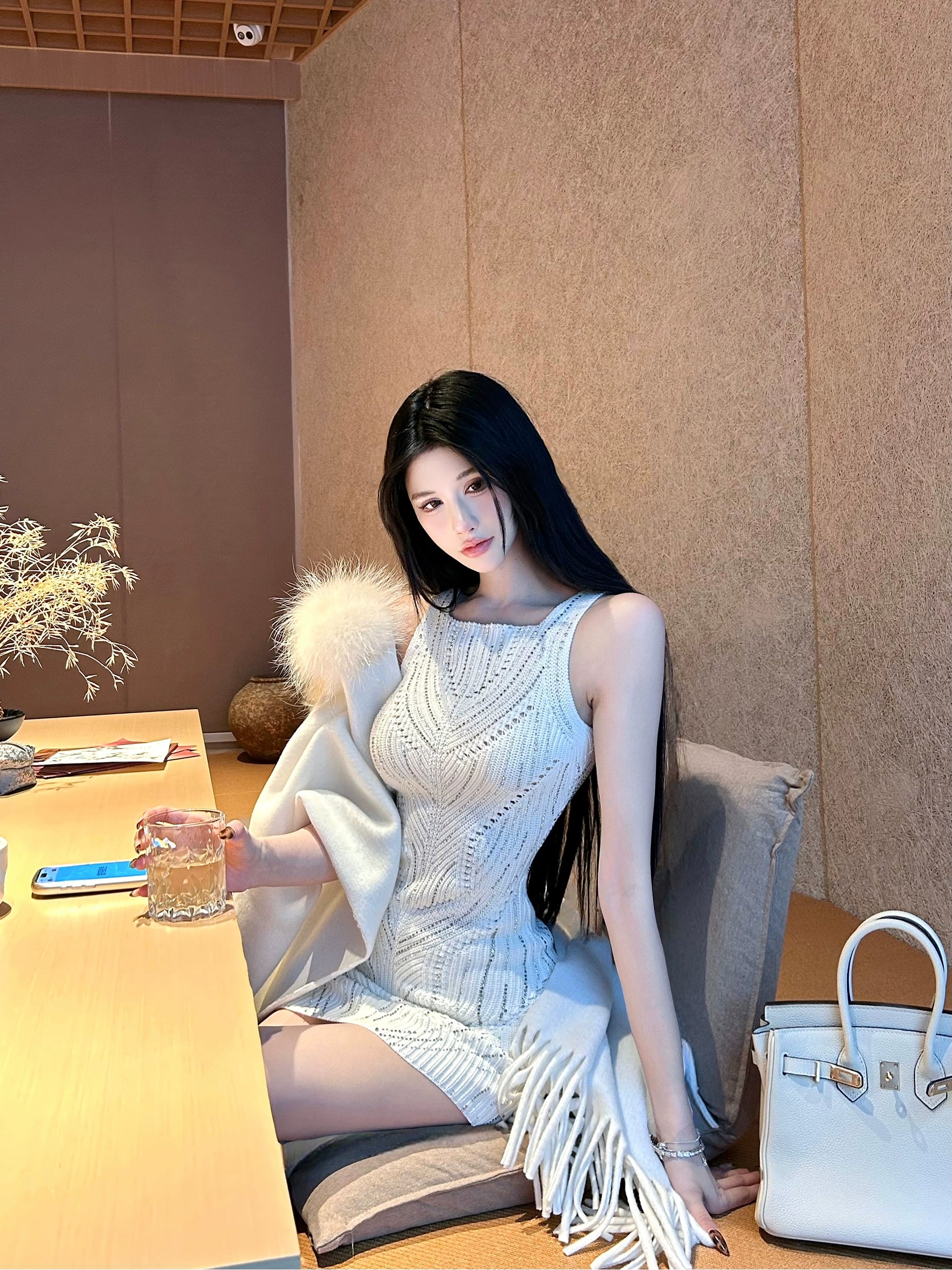 Pure White Knit Bodycon Dress