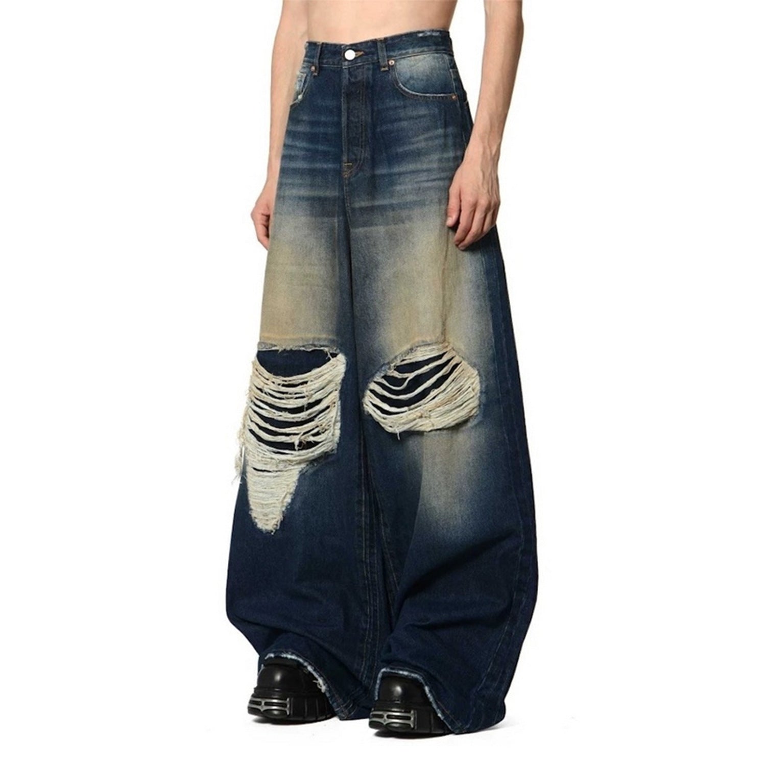 【25s Aug.】Vintage Heavy Ripped Bleached Denim Jeans