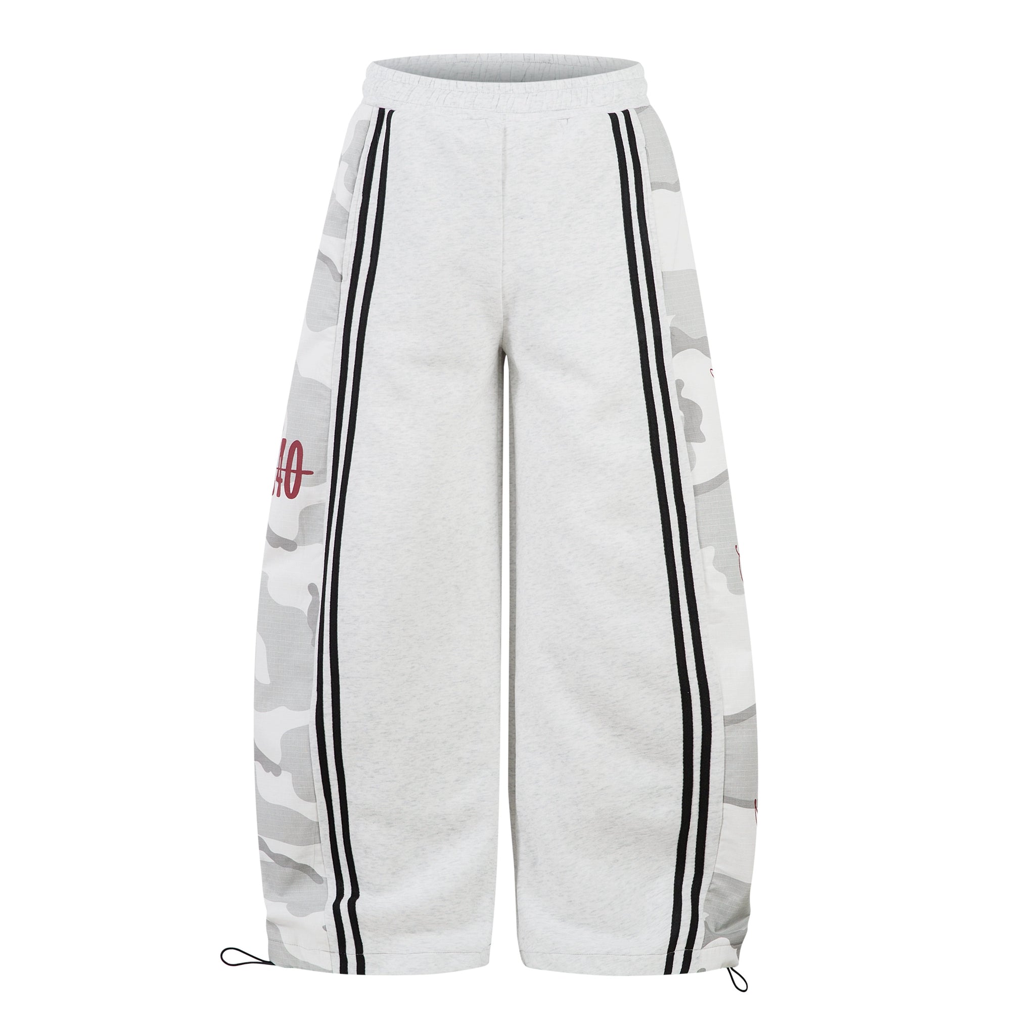 Camo Stripe Patchwork Wide-Leg Sweatpants