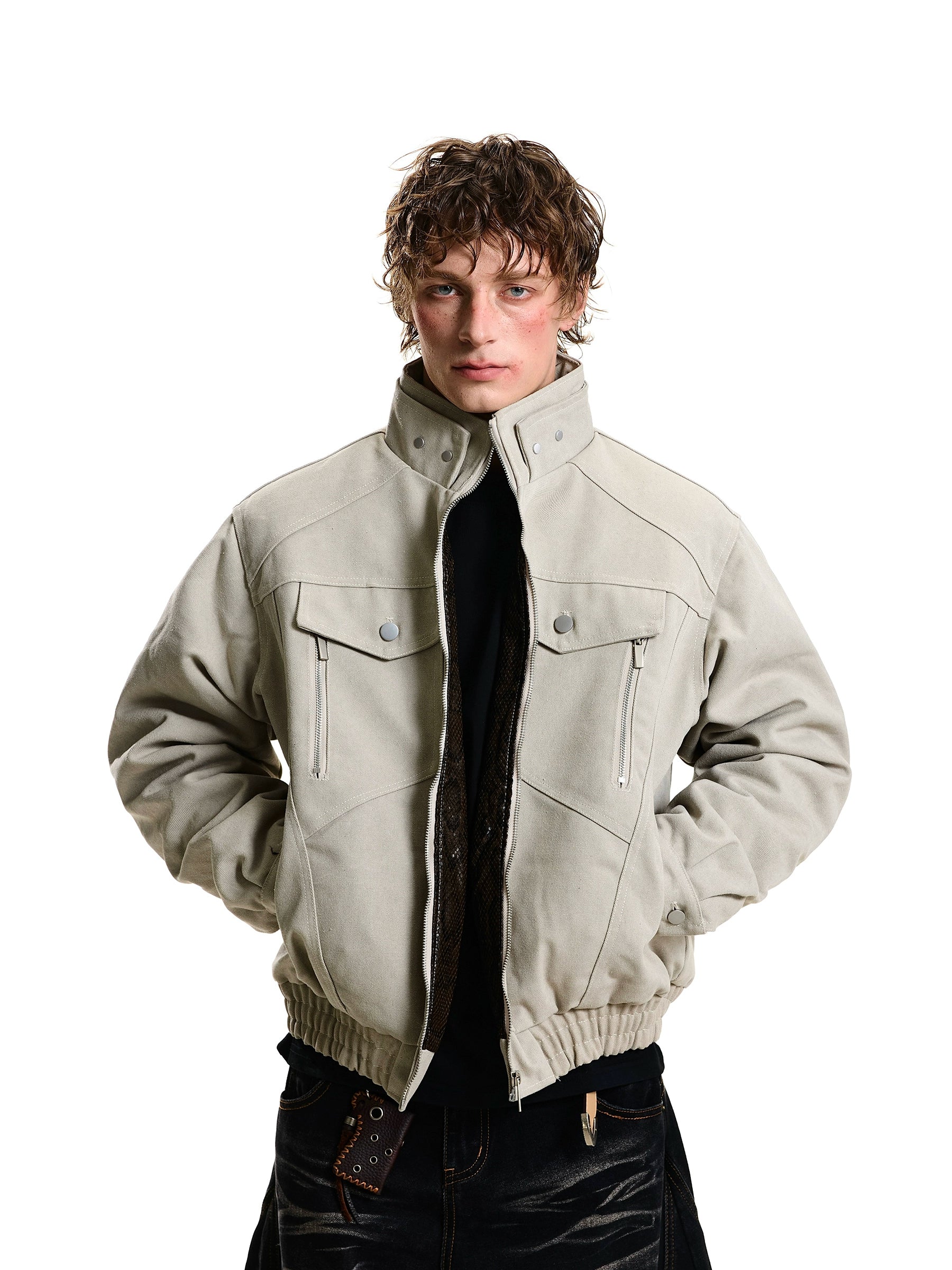 Heavy Canvas Stand-Collar Python Hawk Utility Jacket